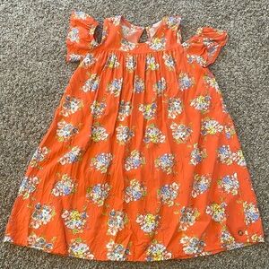 Orange with flower bouquets dress